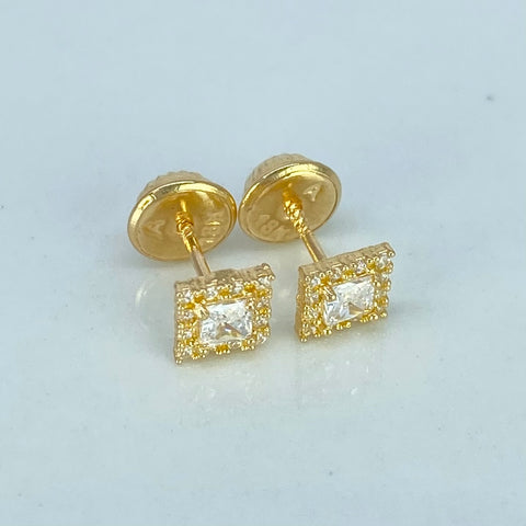 Topos Cuadrado Circones Blancos Oro amarillo 0,8 Gr / 5 mm †
