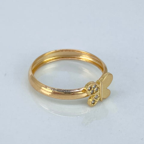 Anillo Mariposa Circones Blancos Oro amarillo / Talla 5 1/4 / 1 Gr