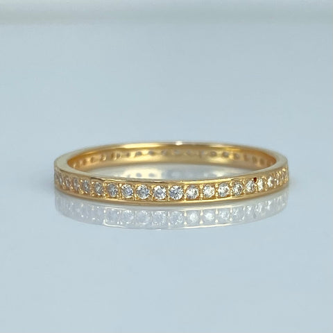 Anillo Churumbela Circones Blancos Oro amarillo 18k / Talla 5 1/4 / 1,35 Gr *