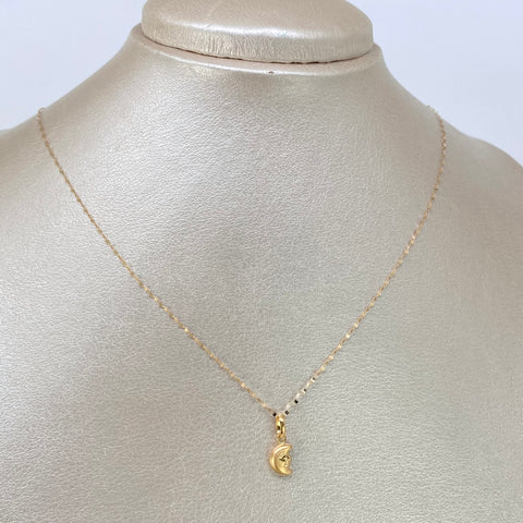 Set Cadena  Crispeta + Dije Luna Oro amarillo 18k 0,7 Gr / 1 mm / 50 Cm *