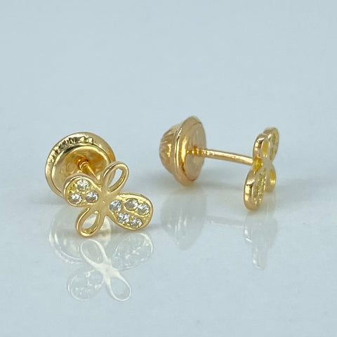 Topos Cruz Circones Blancos Oro amarillo 0,81 Gr / 6,5 mm *