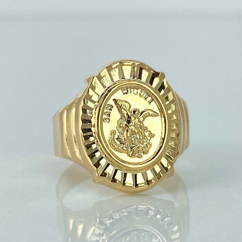 Anillo Sello San Miguel Arcangel Oro amarillo 18k / Talla 9 / 3,3 Gr