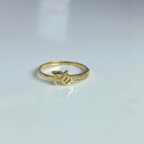 Anillo Fé Circones Blancos Oro amarillo 18k / Talla 7 / 1,72 Gr