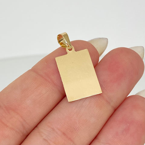 Dije Placa Rectangular Oro amarillo 18k 0,9 Gr / 2,4 Cm *