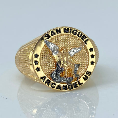 Anillo San Miguel Arcangel Oro amarillo y Oro blanco 18k / Talla 10 1/4 / 7 Gr †