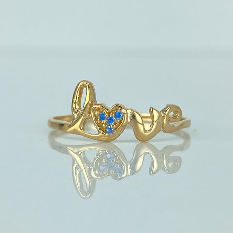 Anillo Love Circones Celestes Oro amarillo 18k / Talla 7 3/4 / 1,3 Gr *