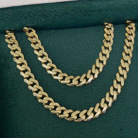 Cadena ● Cubana Circones Blancos Oro amarillo y Oro blanco 18k 13,71 Gr / 5 mm / 45 Cm *