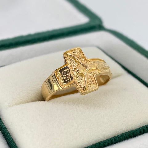 Anillo Cruz Cristo Oro amarillo 18k / Talla 7 / 2,72 Gr