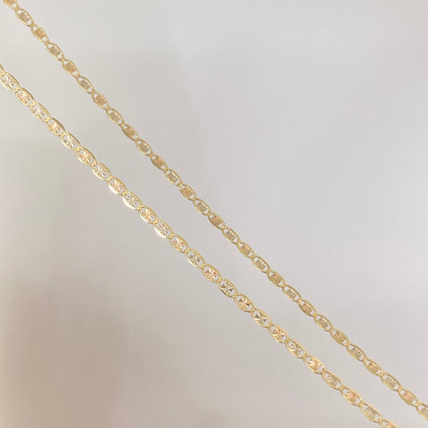 Cadena ● Escalera Plana Diamantada Tres oros 18k +1 / 1,7 Gr / 1,6 mm / 50 Cm *