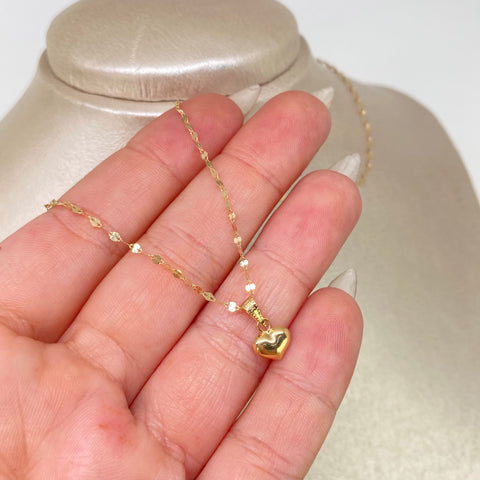 Set Cadena ● Crispeta + Dije Corazon Oro amarillo 18k 1,1 Gr / 1,5 mm / 50 Cm *