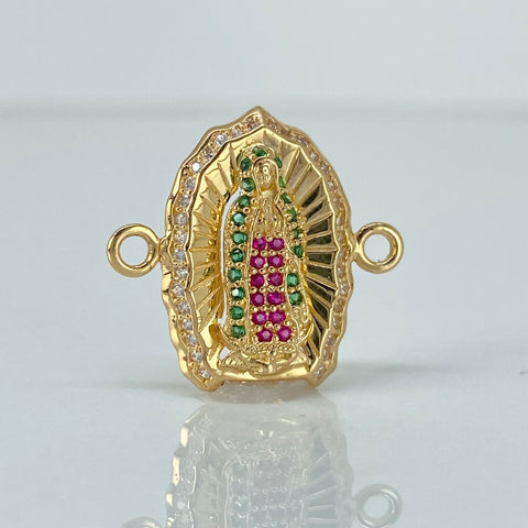 Herraje Virgen Guadalupe Circones Blancos Oro amarillo 18k 2,65 Gr / 2,2 Cm
