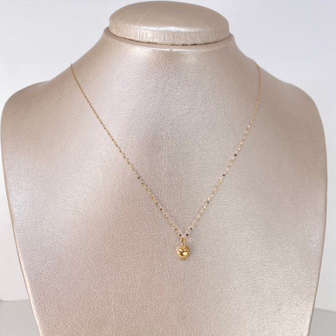 Set Cadena ● Crispeta + Dije Corazon Oro amarillo 18k 0,65 Gr / 1 mm / 45 Cm †