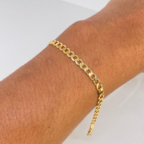 Pulso ● Cubano Oro amarillo 18k +1 / 4,95 Gr / 4,8 mm / 21,2 Cm †