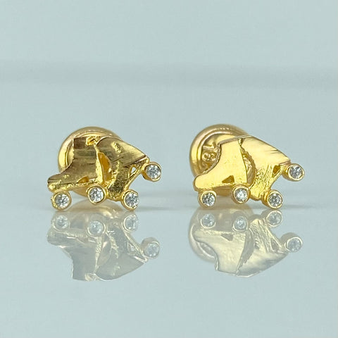 Topos Patines Circones Blancos Oro amarillo 18k 0,95 Gr / 8 mm  *