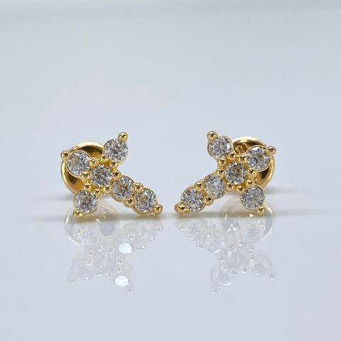 Topos Cruz Circones Blancos Oro amarillo 18k 1,44 Gr / 10 mm