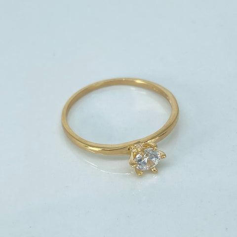Anillo Solitario Circon Blanco Oro amarillo / Talla 6 3/4 / 1,25 Gr †