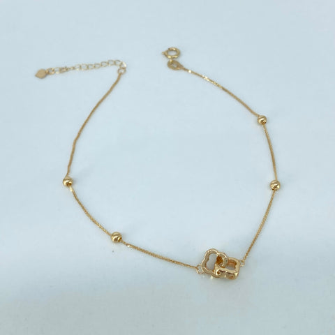 Pulso ● Franco Aros Bolas Lisas ESP Oro amarillo 18k +3 / 0,75 Gr / 2,5 mm / 17 Cm *
