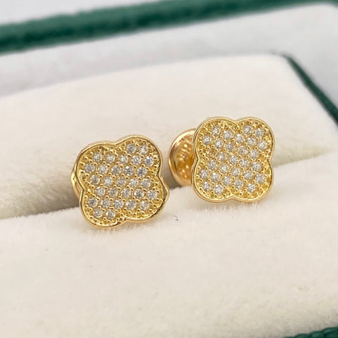 Topos Trebol Circones Blancos Oro amarillo 18k 1,06 Gr / 6,7 mm