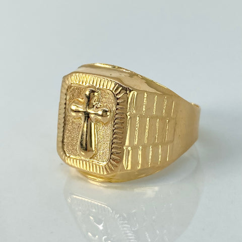 Anillo Sello Cruz Oro amarillo 18k / Talla 9 / 3,88 Gr *