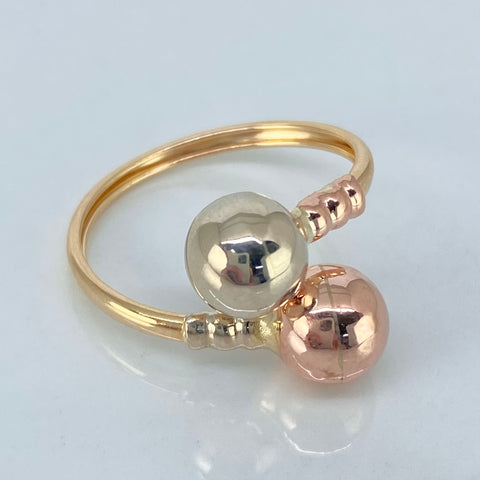 Anillo Tu y Yo  Tres oros / Talla 8 1/2 / 1,97 Gr / 8 mm †