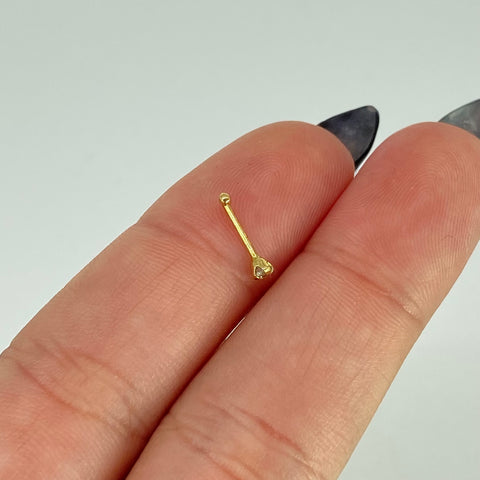 Piercing Circon Blanco / Oro Amarillo 18k (Joya) / 0,12gr / 2,3mm / (Nariz)