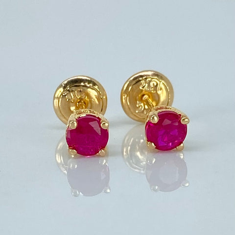Topos Circon Fucsia Oro amarillo 18k 0,9 Gr / 4 mm  *