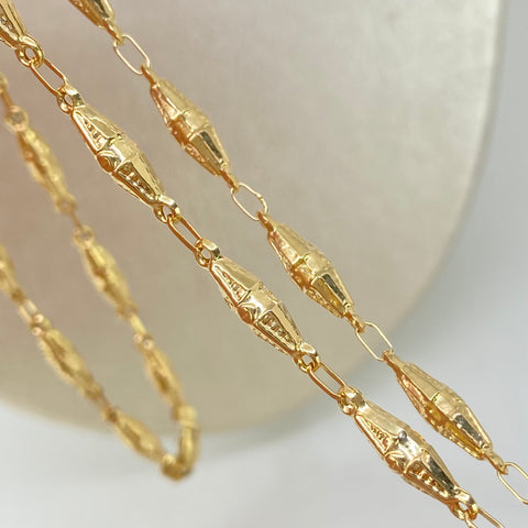 Cadena Rustico Eslabones Rombos Diamantados Oro amarillo 18k 7,71 Gr / 3,7 mm / 60 Cm *