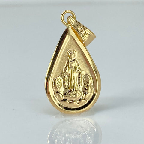 Dije Virgen Milagrosa Lagrima Oro amarillo 18k 1,3 Gr / 3,3 Cm *