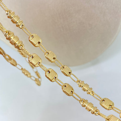 Cadena Rustico Eslabones Diamantados Oro amarillo 18k 13,00 Gr / 5,5 mm / 62 Cm *
