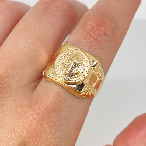 Anillo Sello Virgen Del Carmen Oro amarillo / Talla 10 / 3,57 Gr *