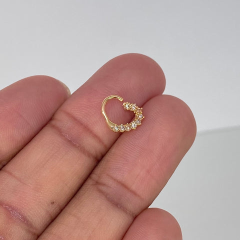 Piercing Corazon Circones Blancos / Oro Amarillo 18k (Joya) / 0,51gr / 1.1cm / (Oreja) *
