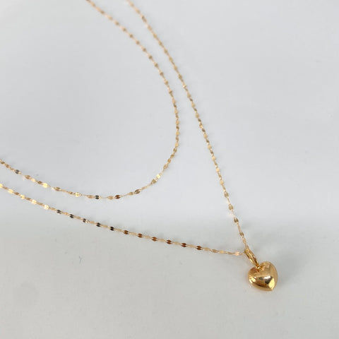 Set Cadena ● Crispeta + Dije Corazon Oro amarillo 18k 0,65 Gr / 1 mm / 45 Cm †