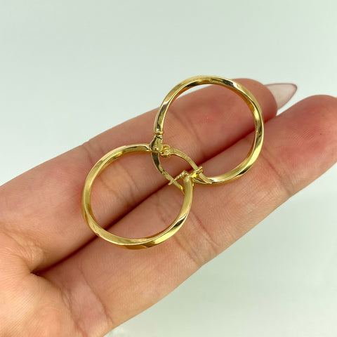 Candongas Entorchadas Cuadradas Oro amarillo 18k 1,6 Gr / 2,5 Cm  *