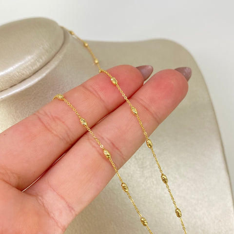 Cadena ● Aro Seguido Bolas Diamantadas Oro amarillo 18k +3 / 2,37 Gr / 2 mm / 45 Cm *