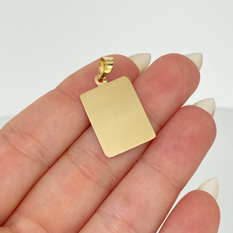 Dije Placa Rectangular Oro amarillo 18k 1,25 Gr / 2,7 Cm