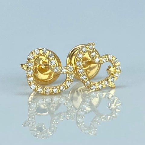 Topos Pajaro Circones Blancos Oro amarillo 0,7 Gr / 8 mm †