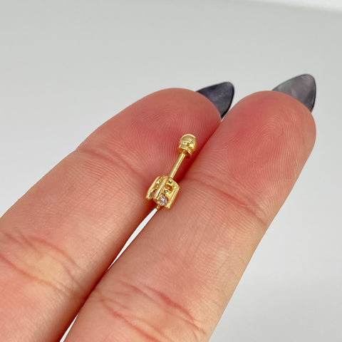 Piercing Circon Blanco / Oro Amarillo 18k (Joya) / 0,54gr / 3.5mm / (Oreja) *