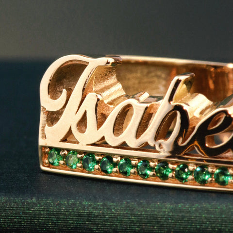 Anillo Nombre Personalizado Con Circones POR FABRICACION Oro amarillo 18k / Talla 6/10 / 5,8 Gr *