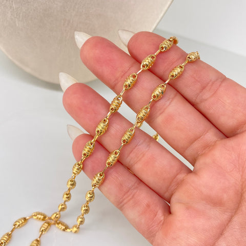 Cadena Rustico Eslabones Diamantados Oro amarillo 8,50 Gr / 4,1 mm / 60 Cm †