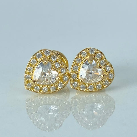 Topos Corazon Circones Blancos  Oro amarillo 1,3 Gr / 7,5 mm †
