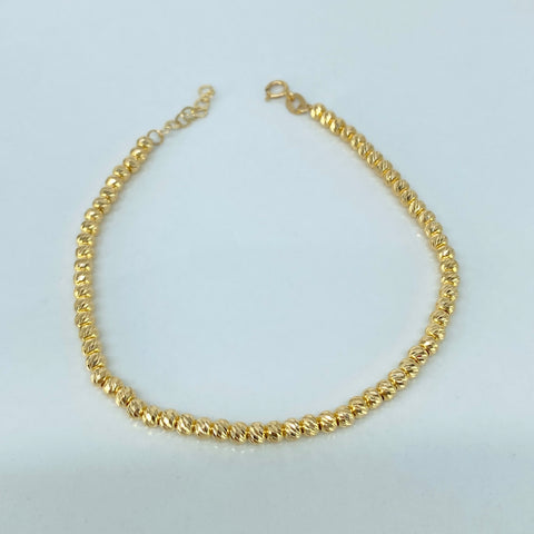 Pulso ● Bolas Diamantadas ESP Oro amarillo 18k +3 / 3 Gr / 3 mm / 17,5 Cm *