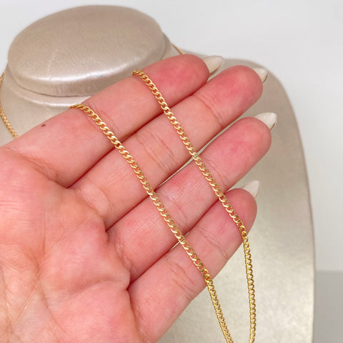 Cadena ● Cubana Oro amarillo 18k 1,82 Gr / 2 mm / 50 Cm †