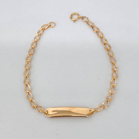 Pulso bebé Placa Rectangular Curva Espiga Oro amarillo 1,06 Gr / 2,2 mm / 14,4 Cm †