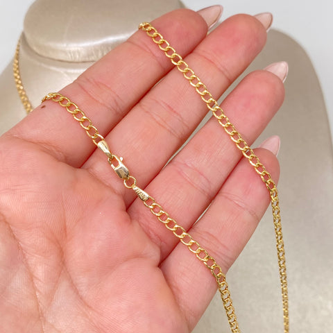 Cadena ● Cubana Oro amarillo 18k 4,66 Gr / 3 mm / 60 Cm *
