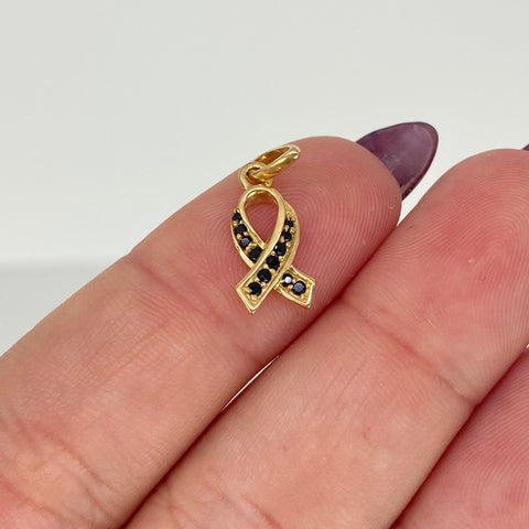 Dije Cinta Circones Negros Oro amarillo 18k 0,76 Gr / 1,8 Cm  *