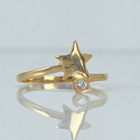 Anillo Estrella Circon Blanco Oro amarillo 18k / Talla 6 3/4 / 1,52 Gr