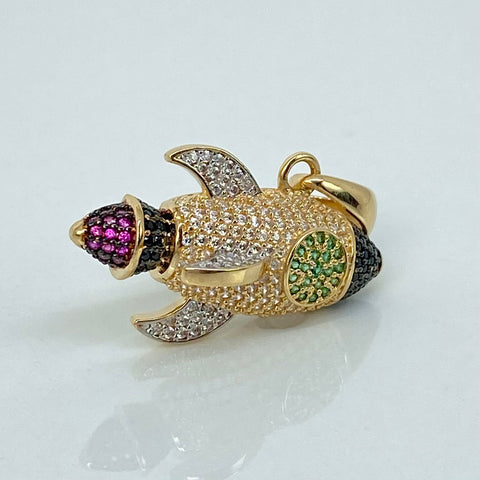 Dije Cohete Circones  Oro amarillo y Oro blanco 18k 6,4 Gr / 2,7 Cm
