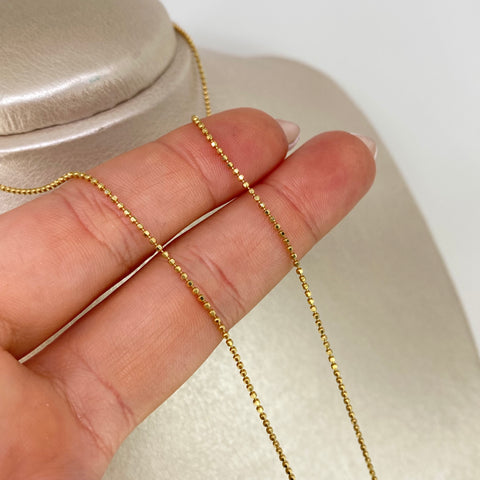 Cadena ● Mini Militar Diamantado Oro amarillo 18k +3 / 2,8 Gr / 1,1 mm / 45 Cm *