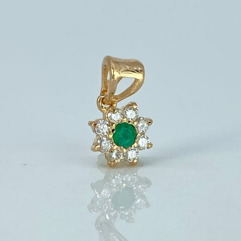 Dije Flor Esmeralda 80PTS Diamantes 80PTS Oro amarillo 0,7 Gr / 1,3 Cm †