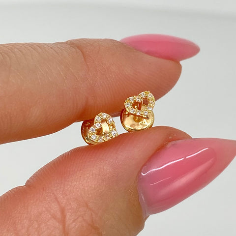 Topos Corazon Circones Blancos Oro amarillo 18k 0,55 Gr / 4,8 mm †